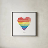 Rainbow Pride II by Sarah Adams. Shown in a sleek black glass frame for a contemporary gallery look. Available as an archival giclee rolled canvas, fine art paper, or poster print. SKU 76424a.