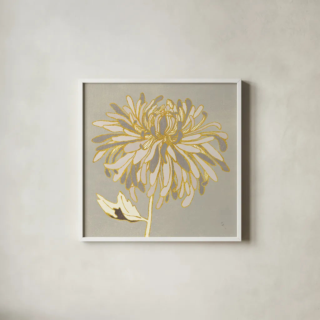 Sarahs Garden Gatsby III by Sarah Adams. Shown in a crisp white glass frame for a clean and minimalist style. Available as an archival giclee rolled canvas, fine art paper, or poster print. SKU 31929a.