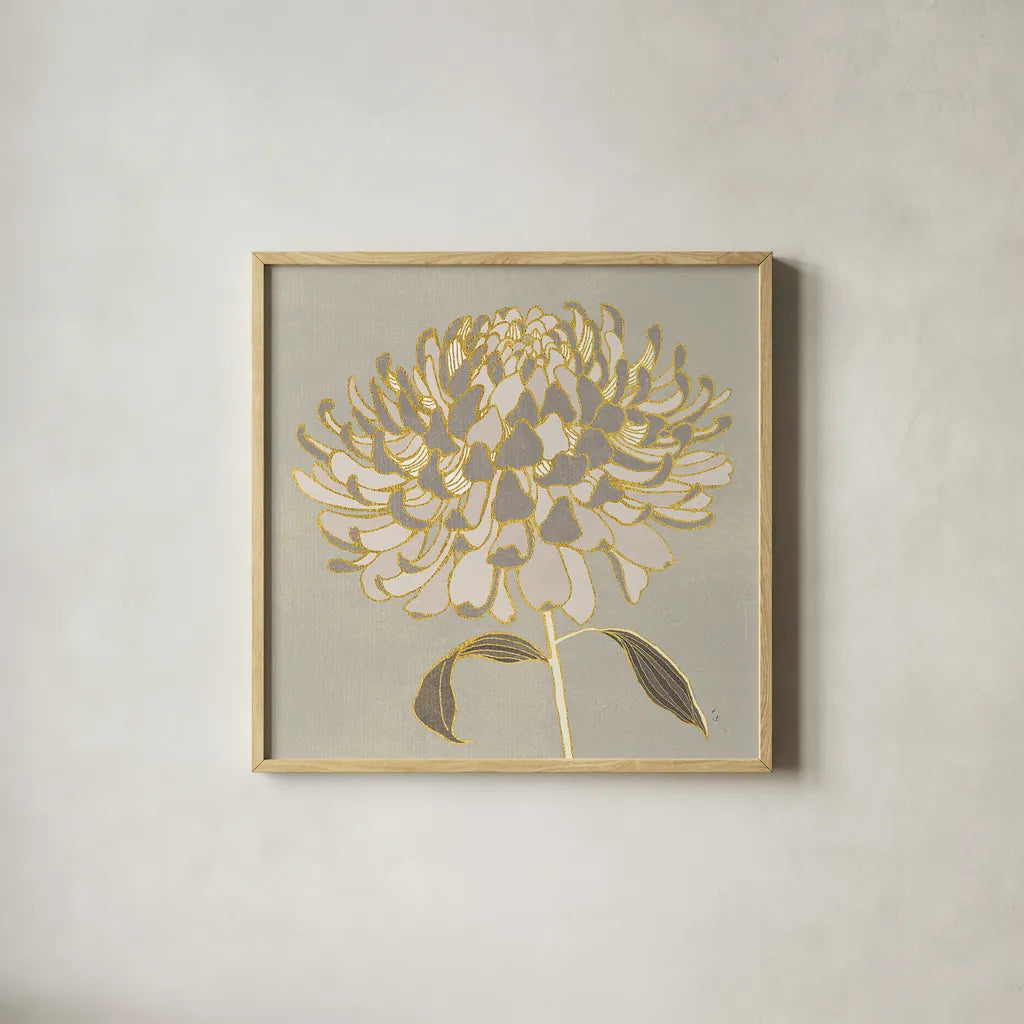 Sarahs Garden Gatsby IV by Sarah Adams. Shown in a natural wood glass frame for a timeless modern aesthetic. Available as an archival giclee rolled canvas, fine art paper, or poster print. SKU 31930a.