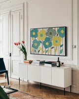 Spice It Up by Sarah Adams. shown as a framed stretched canvas in a living room above a console. Available as a archival giclee rolled canvas, fine art paper, or poster print. SKU 80045i.