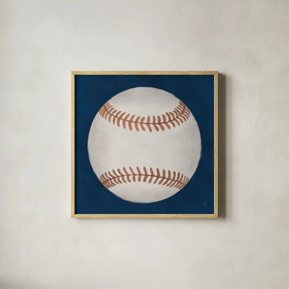 Sports Classics I by Sarah Adams. Shown in a natural wood glass frame for a timeless modern aesthetic. Available as an archival giclee rolled canvas, fine art paper, or poster print. SKU 95805a.