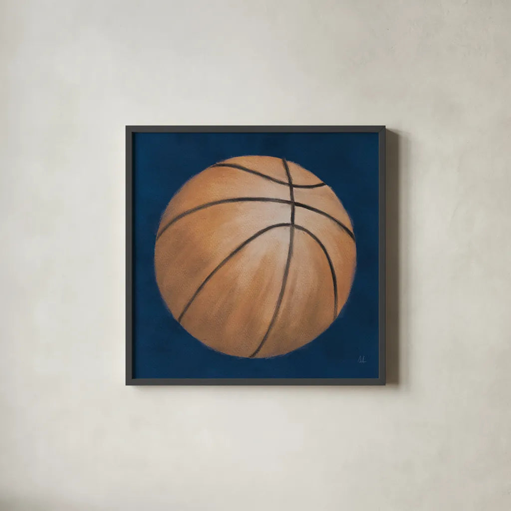 Sports Classics II by Sarah Adams. Shown in a sleek black glass frame for a contemporary gallery look. Available as an archival giclee rolled canvas, fine art paper, or poster print. SKU 95806a.