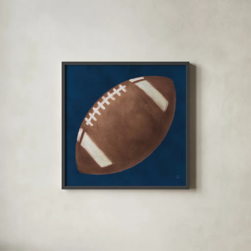 Sports Classics III by Sarah Adams. Shown in a sleek black glass frame for a contemporary gallery look. Available as an archival giclee rolled canvas, fine art paper, or poster print. SKU 95807a.