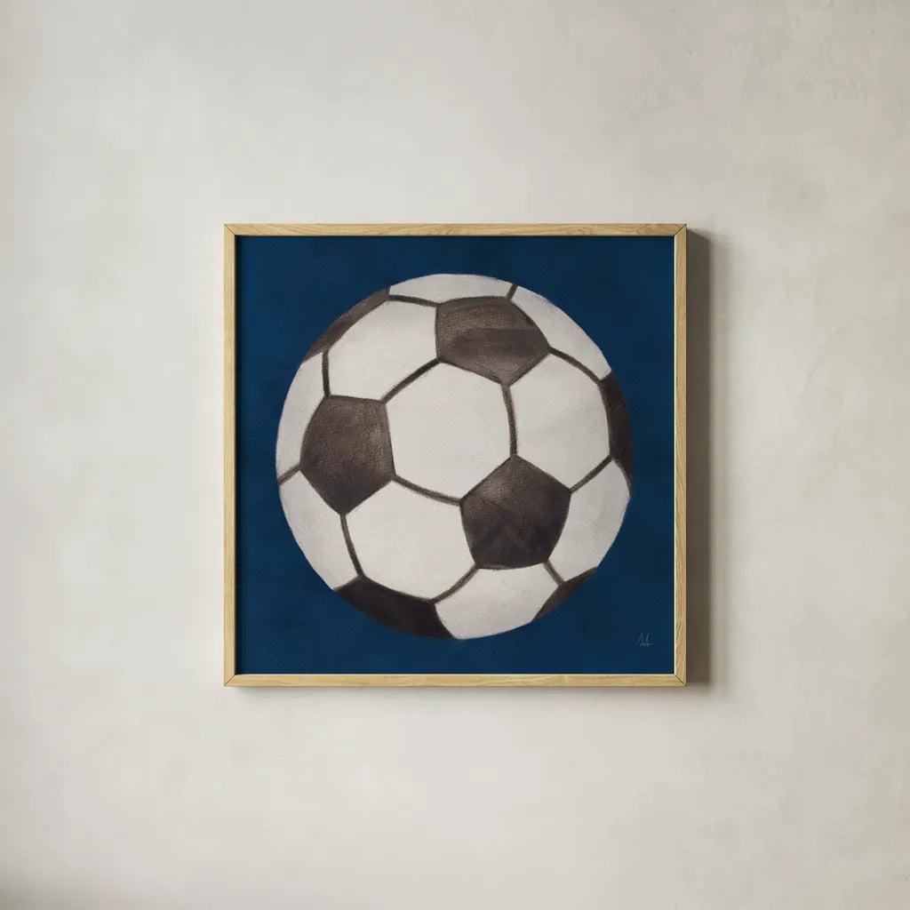 Sports Classics IV by Sarah Adams. Shown in a natural wood glass frame for a timeless modern aesthetic. Available as an archival giclee rolled canvas, fine art paper, or poster print. SKU 95808a.