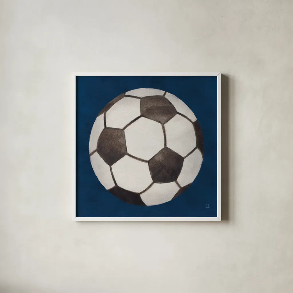 Sports Classics IV by Sarah Adams. Shown in a crisp white glass frame for a clean and minimalist style. Available as an archival giclee rolled canvas, fine art paper, or poster print. SKU 95808a.