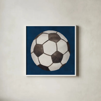 Sports Classics IV by Sarah Adams. Shown in a crisp white glass frame for a clean and minimalist style. Available as an archival giclee rolled canvas, fine art paper, or poster print. SKU 95808a.