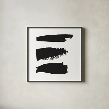 Threes Company I by Sarah Adams. Shown in a sleek black glass frame for a contemporary gallery look. Available as an archival giclee rolled canvas, fine art paper, or poster print. SKU 32240a.