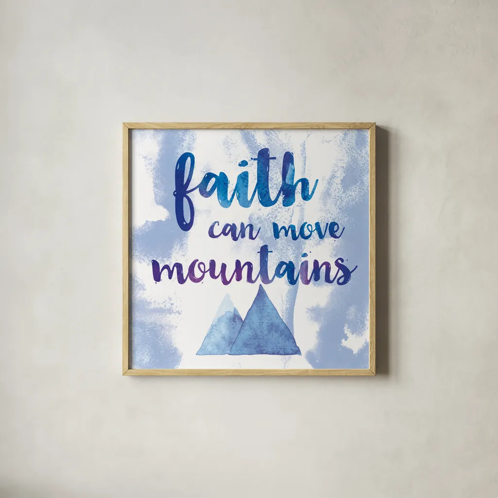 Words of Faith II by Sarah Adams. Shown in a natural wood glass frame for a timeless modern aesthetic. Available as an archival giclee rolled canvas, fine art paper, or poster print. SKU 32642a.