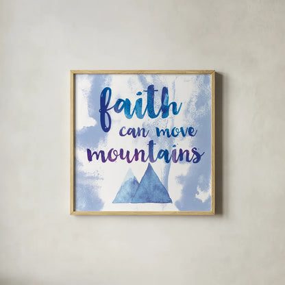 Words of Faith II by Sarah Adams. Shown in a natural wood glass frame for a timeless modern aesthetic. Available as an archival giclee rolled canvas, fine art paper, or poster print. SKU 32642a.