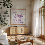 Words of Faith IV by Sarah Adams. Shown in a natural wood frame in a cozy modern living room. Available as an archival giclee rolled canvas, fine art paper, or poster print. SKU 32644a.