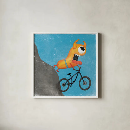 Xtreme Monsters I by Sarah Adams. Shown in a crisp white glass frame for a clean and minimalist style. Available as an archival giclee rolled canvas, fine art paper, or poster print. SKU 31227a.