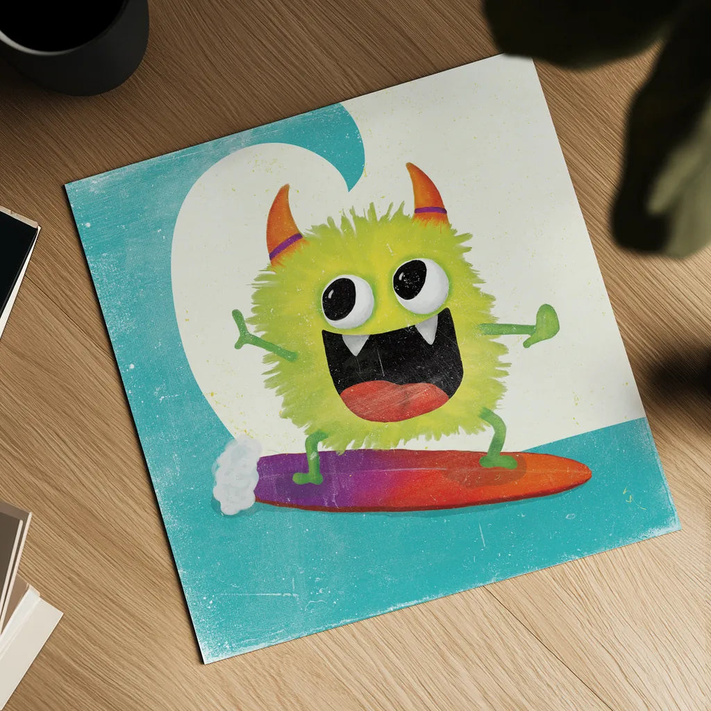 Xtreme Monsters III by Sarah Adams. Shown as a detailed flat fine art print, highlighting archival giclee quality. Available as an archival giclee rolled canvas, fine art paper, or poster print. SKU 31229a.