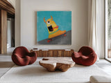 Xtreme Monsters IV by Sarah Adams. Shown as extra-large giant wall art in a modern living room. Available as an archival giclee rolled canvas, fine art paper, or poster print. SKU 31230a.