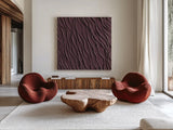 Zen Beach Dark by Sarah Adams. Shown as extra-large giant wall art in a modern living room. Available as an archival giclee rolled canvas, fine art paper, or poster print. SKU 95020a.