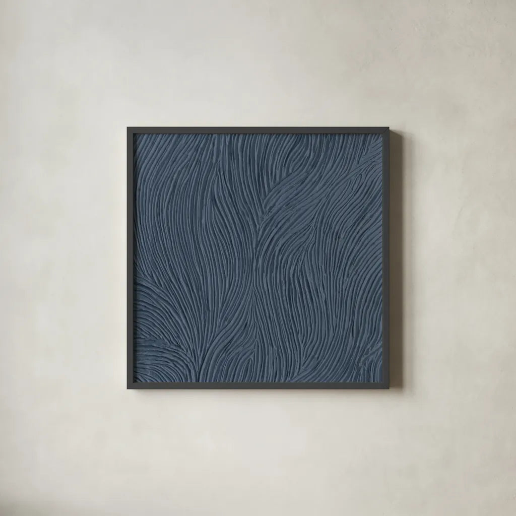 Zen Garden Dark by Sarah Adams. Shown in a sleek black glass frame for a contemporary gallery look. Available as an archival giclee rolled canvas, fine art paper, or poster print. SKU 95021a.