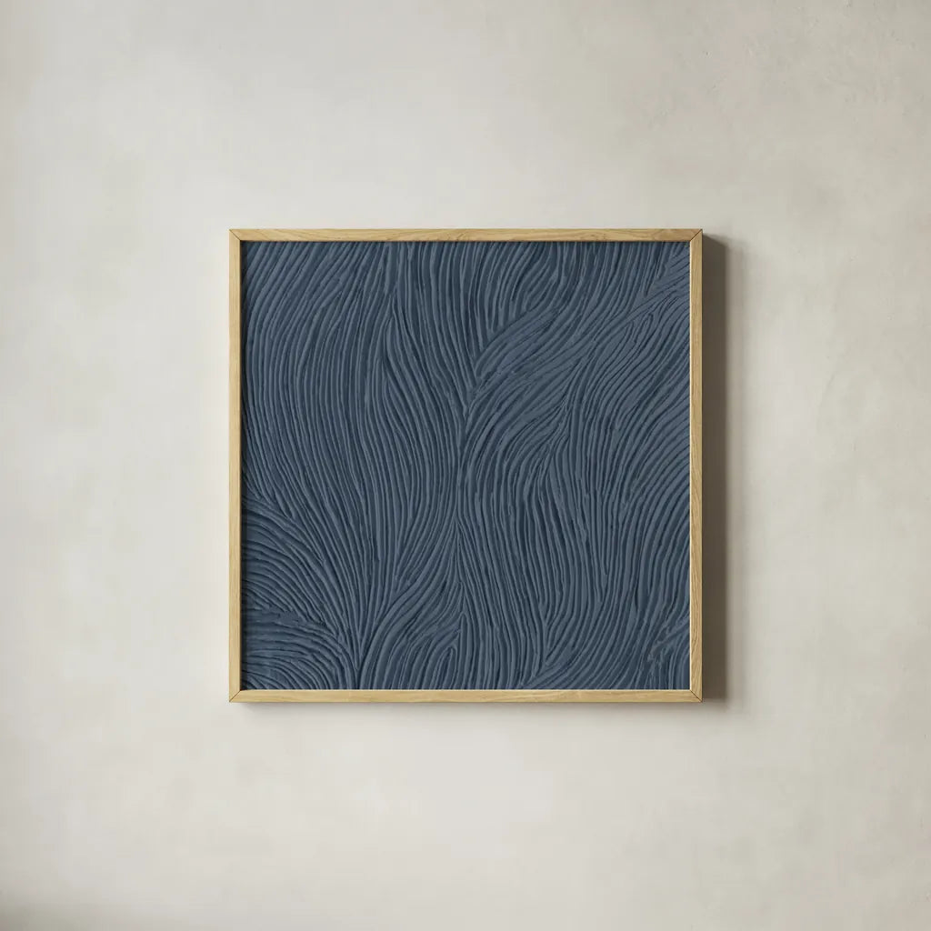 Zen Garden Dark by Sarah Adams. Shown in a natural wood glass frame for a timeless modern aesthetic. Available as an archival giclee rolled canvas, fine art paper, or poster print. SKU 95021a.