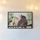 Brown Horse by Sharon Vardy. shown as a paper print in a black flame. Available as a archival giclee rolled canvas, fine art paper, or poster print. SKU 92186i.