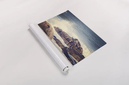 Crashing Waves by Sharon Vardy. shown as a rolled paper print. Available as archival giclee rolled canvas, fine art paper, or poster print. SKU 93119i.