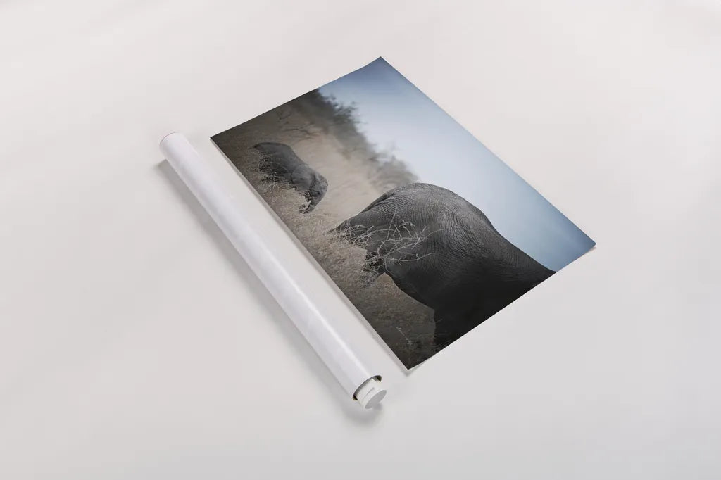 Ellie Mom and Baby by Sharon Vardy. shown as a rolled paper print. Available as archival giclee rolled canvas, fine art paper, or poster print. SKU 91982i.