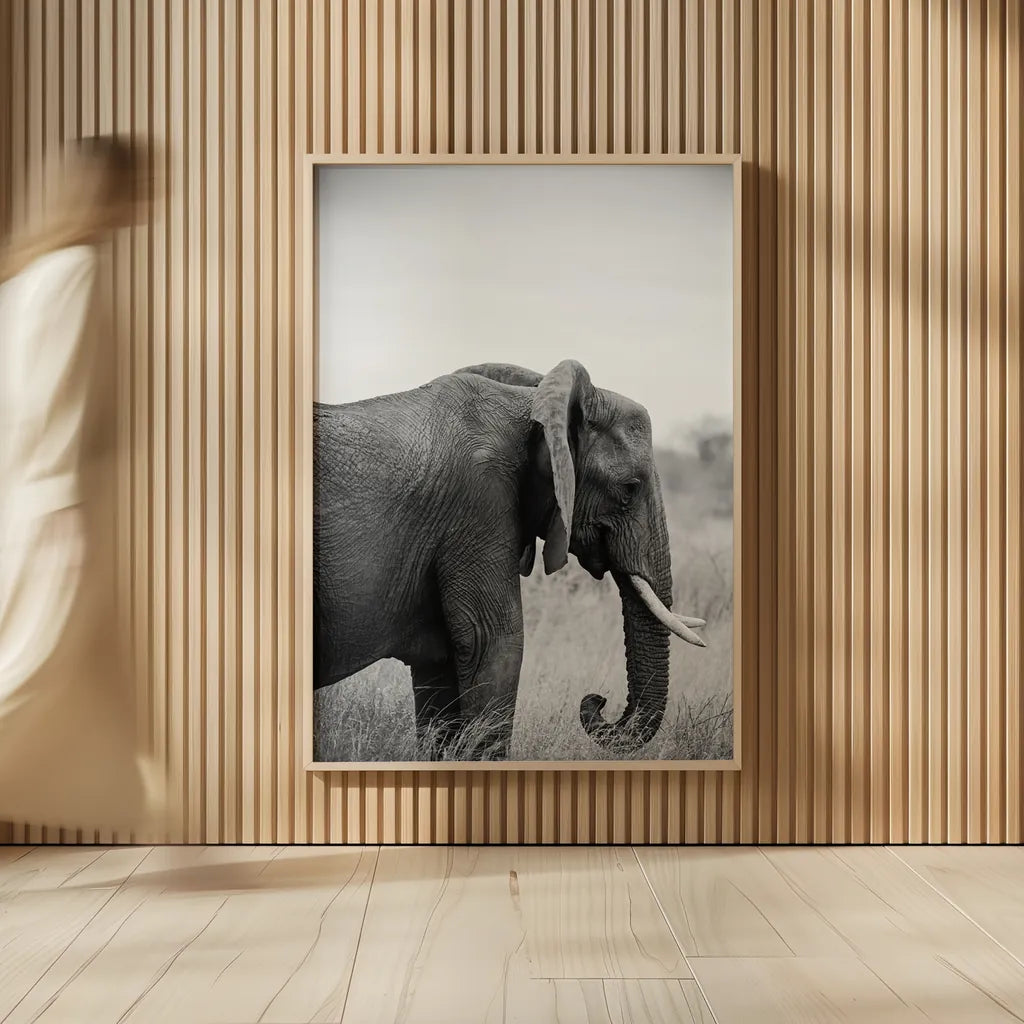 Ellie Side Profile BW by Sharon Vardy. shown as over sized large wall art. Available as an archival giclee rolled canvas, fine art paper, or poster print. SKU 92223h.