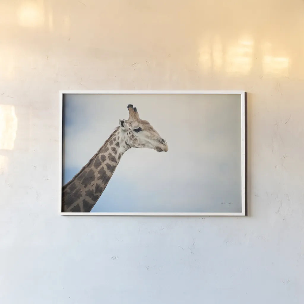 Head in the Clouds by Sharon Vardy. shown as a paper print in a white frame. Available as a archival giclee rolled canvas, fine art paper, or poster print. SKU 92662i.