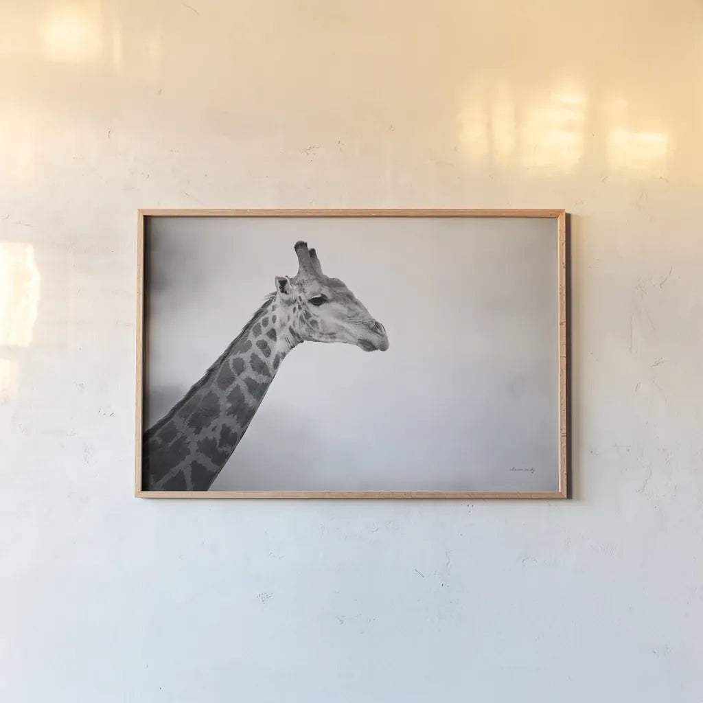 Head in the Clouds BW by Sharon Vardy. shown as a paper print in a natural frame. Available as a archival giclee rolled canvas, fine art paper, or poster print. SKU 92663i.