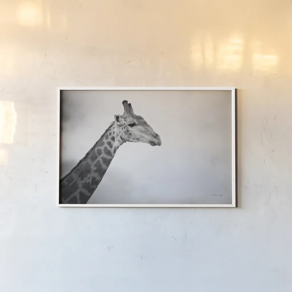 Head in the Clouds BW by Sharon Vardy. shown as a paper print in a white frame. Available as a archival giclee rolled canvas, fine art paper, or poster print. SKU 92663i.