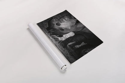 Rhino by Sharon Vardy. shown as a rolled paper print. Available as archival giclee rolled canvas, fine art paper, or poster print. SKU 92260i.
