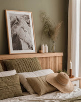 White Horse Sepia by Sharon Vardy. shown as a paper print in a natural frame. Available as a archival giclee rolled canvas, fine art paper, or poster print. SKU 92189h.