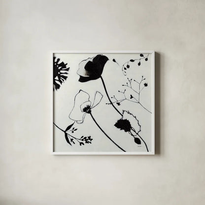 Abstract Garden I by Shirley Novak. Shown in a crisp white glass frame for a clean and minimalist style. Available as an archival giclee rolled canvas, fine art paper, or poster print. SKU 89177a.