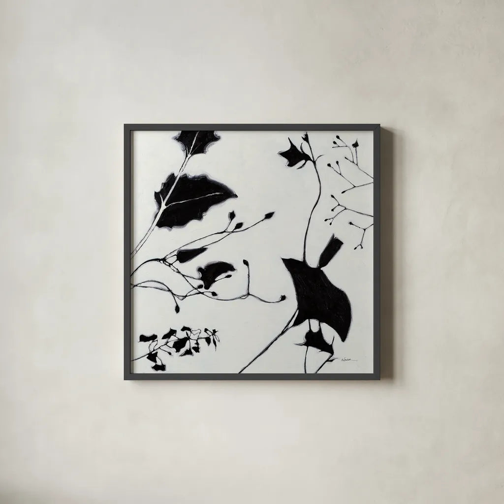 Abstract Garden II by Shirley Novak. Shown in a sleek black glass frame for a contemporary gallery look. Available as an archival giclee rolled canvas, fine art paper, or poster print. SKU 89178a.