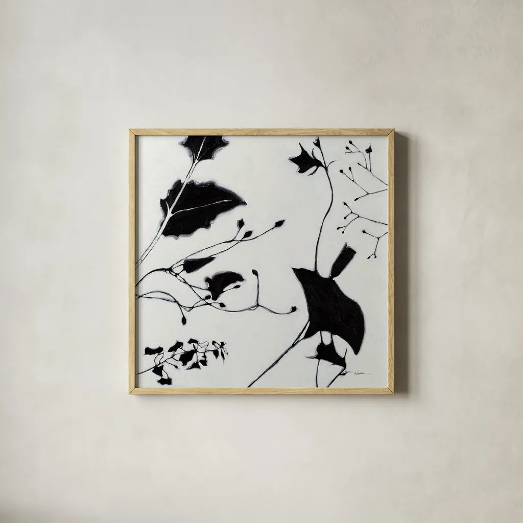 Abstract Garden II by Shirley Novak. Shown in a natural wood glass frame for a timeless modern aesthetic. Available as an archival giclee rolled canvas, fine art paper, or poster print. SKU 89178a.