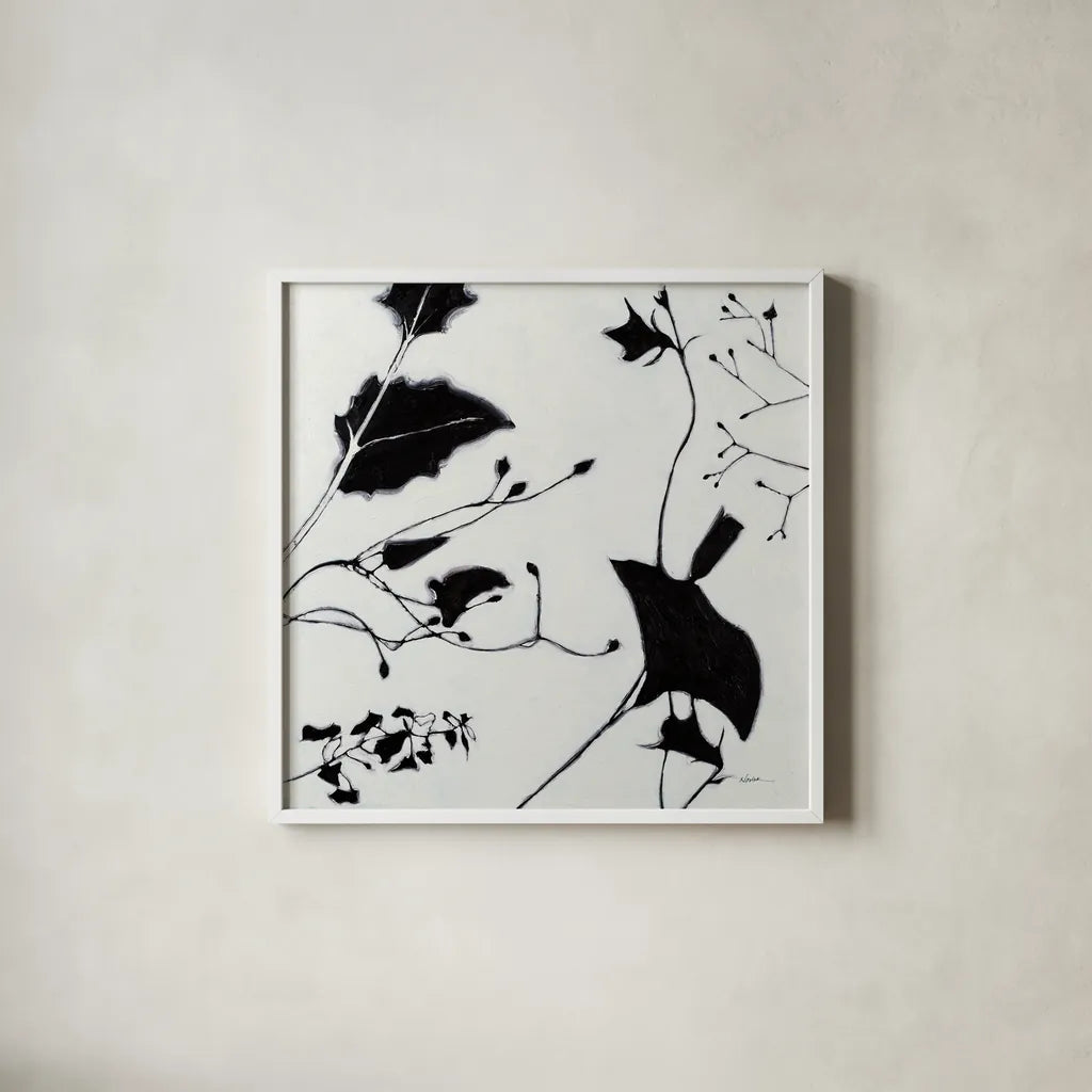 Abstract Garden II by Shirley Novak. Shown in a crisp white glass frame for a clean and minimalist style. Available as an archival giclee rolled canvas, fine art paper, or poster print. SKU 89178a.