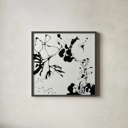 Abstract Garden III by Shirley Novak. Shown in a sleek black glass frame for a contemporary gallery look. Available as an archival giclee rolled canvas, fine art paper, or poster print. SKU 89179a.