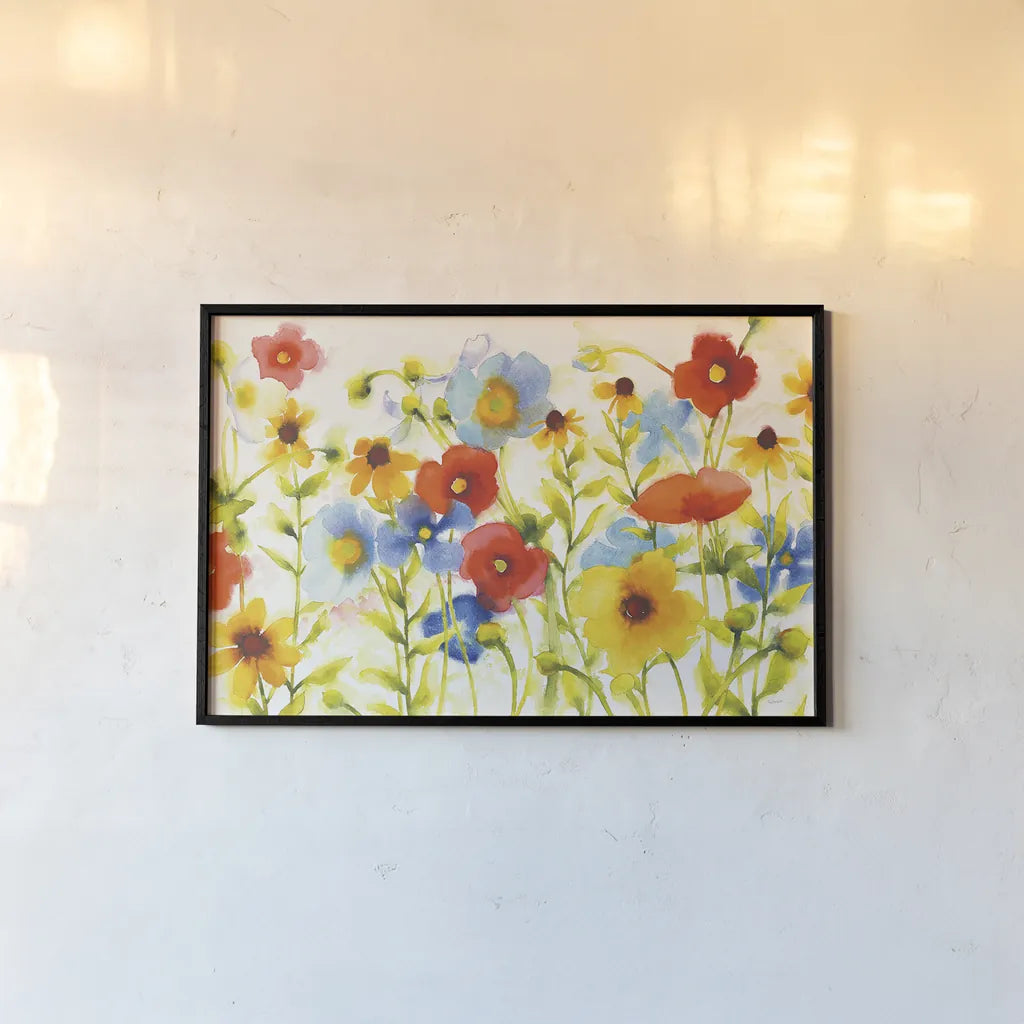 Americana Meadow I Crop by Shirley Novak. shown as a paper print in a black flame. Available as a archival giclee rolled canvas, fine art paper, or poster print. SKU 29133i.