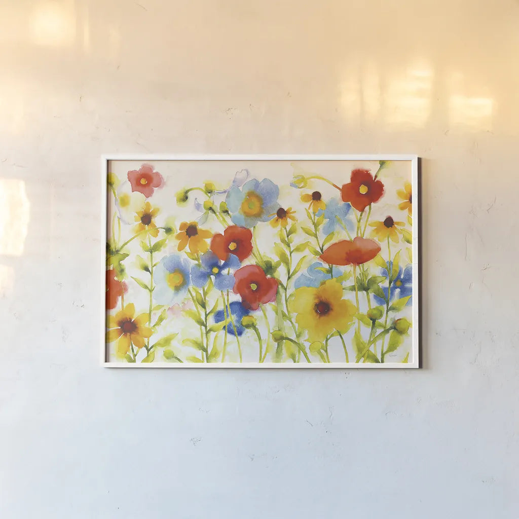 Americana Meadow I Crop by Shirley Novak. shown as a paper print in a white frame. Available as a archival giclee rolled canvas, fine art paper, or poster print. SKU 29133i.