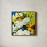 Anemones Basically by Shirley Novak. Shown in a sleek black glass frame for a contemporary gallery look. Available as an archival giclee rolled canvas, fine art paper, or poster print. SKU 91149a.