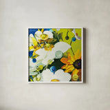 Anemones Basically by Shirley Novak. Shown in a crisp white glass frame for a clean and minimalist style. Available as an archival giclee rolled canvas, fine art paper, or poster print. SKU 91149a.