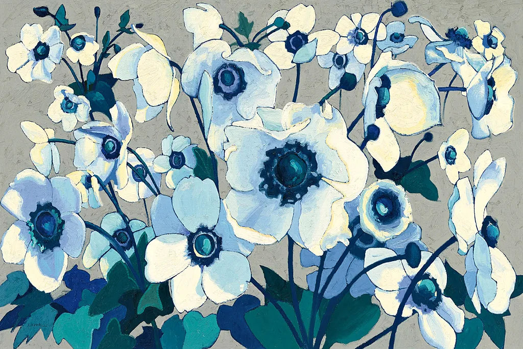 Anemones Japonaises I by Shirley Novak. SKU 23011i. Archival Giclee Fine art print for wall decor.