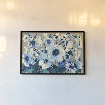 Anemones Japonaises I by Shirley Novak. shown as a paper print in a black flame. Available as a archival giclee rolled canvas, fine art paper, or poster print. SKU 23011i.
