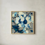 Anemones Japonaises II by Shirley Novak. Shown in a natural wood glass frame for a timeless modern aesthetic. Available as an archival giclee rolled canvas, fine art paper, or poster print. SKU 23012a.