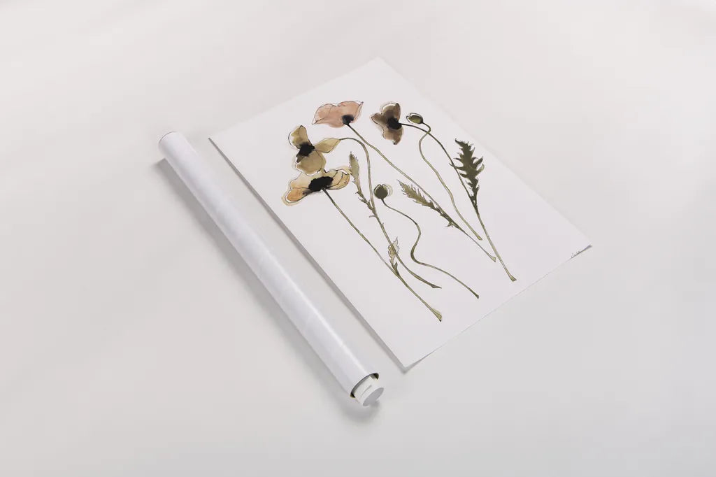 Autumn Orientals Vignette I by Shirley Novak. shown as a rolled paper print. Available as archival giclee rolled canvas, fine art paper, or poster print. SKU 87865h.