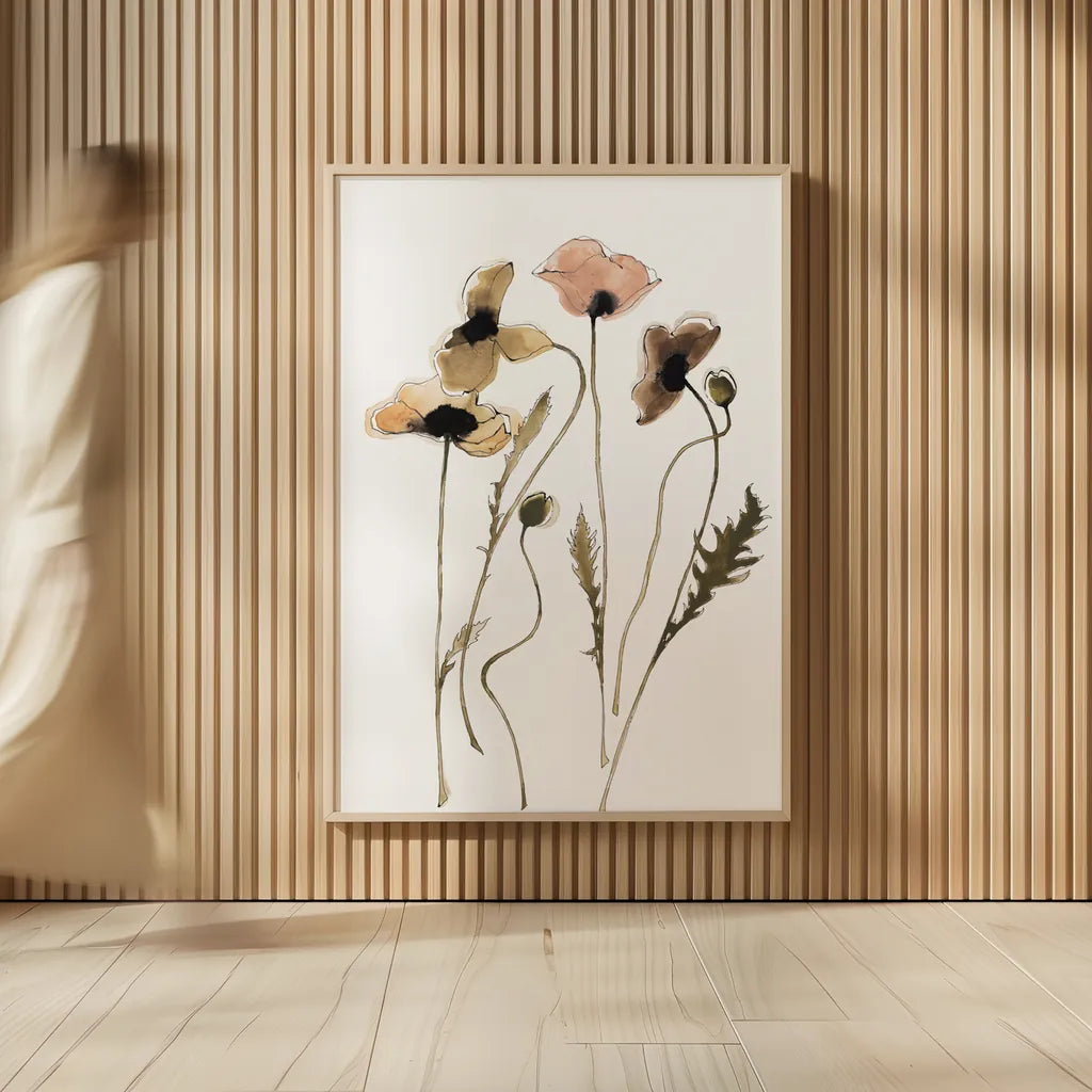 Autumn Orientals Vignette I by Shirley Novak. shown as over sized large wall art. Available as an archival giclee rolled canvas, fine art paper, or poster print. SKU 87865h.