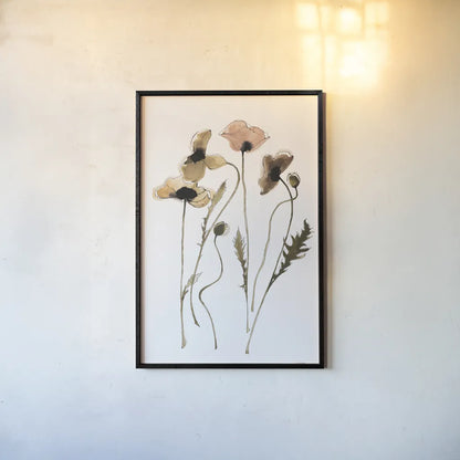 Autumn Orientals Vignette I by Shirley Novak. shown as a paper print in a black flame. Available as a archival giclee rolled canvas, fine art paper, or poster print. SKU 87865h.