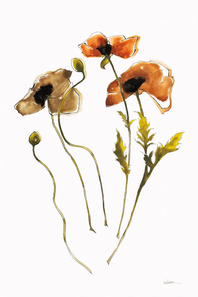 Autumn Orientals Vignette II by Shirley Novak. SKU 87866h. Archival Giclee Fine art print for wall decor.