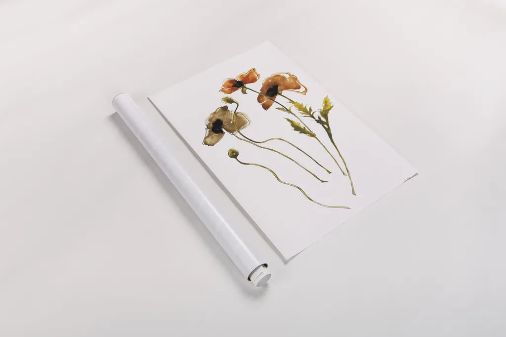 Autumn Orientals Vignette II by Shirley Novak. shown as a rolled paper print. Available as archival giclee rolled canvas, fine art paper, or poster print. SKU 87866h.