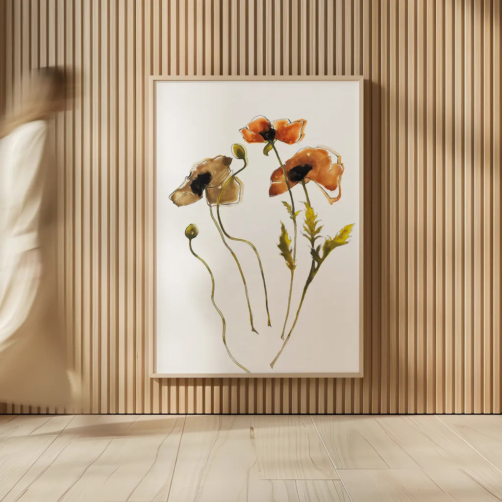 Autumn Orientals Vignette II by Shirley Novak. shown as over sized large wall art. Available as an archival giclee rolled canvas, fine art paper, or poster print. SKU 87866h.