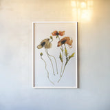 Autumn Orientals Vignette II by Shirley Novak. shown as a paper print in a white frame. Available as a archival giclee rolled canvas, fine art paper, or poster print. SKU 87866h.