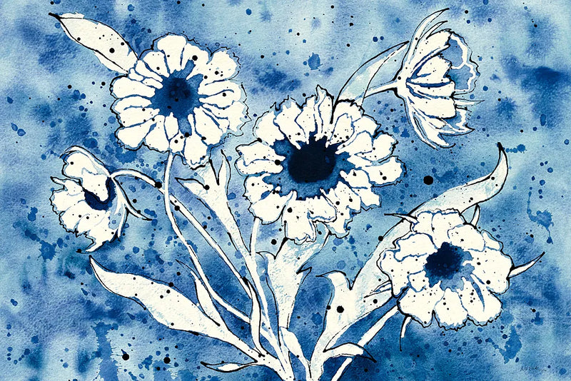 Batik Flowers Crop by Shirley Novak. SKU 29178i. Archival Giclee Fine art print for wall decor.