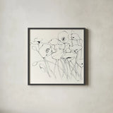 Black Line Poppies I by Shirley Novak. Shown in a sleek black glass frame for a contemporary gallery look. Available as an archival giclee rolled canvas, fine art paper, or poster print. SKU 23667a.